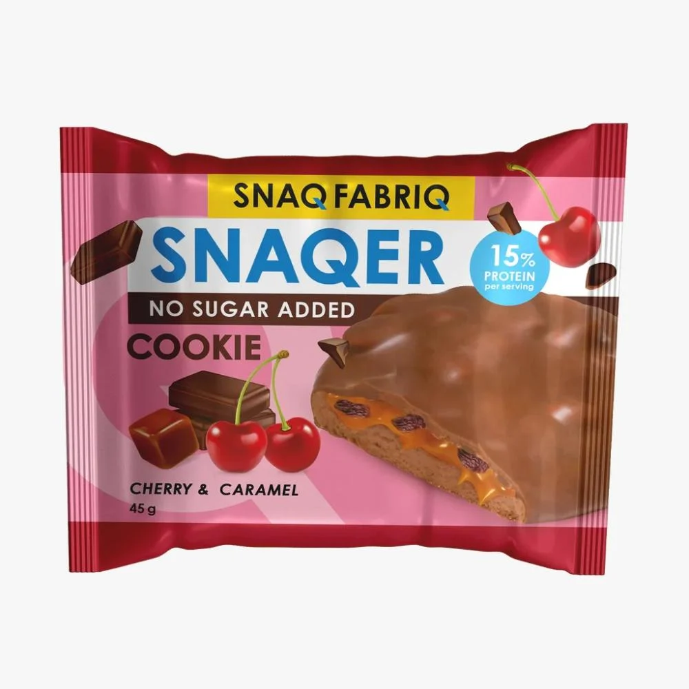 سناك فابريك كوكيز البروتين بالكرز والكراميل بدون سكر 45 ج
