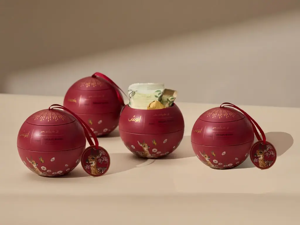 شوكولاتة انوش علبة دائري احمر 